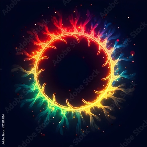 Abstract Multicolor Ring Line of Light
