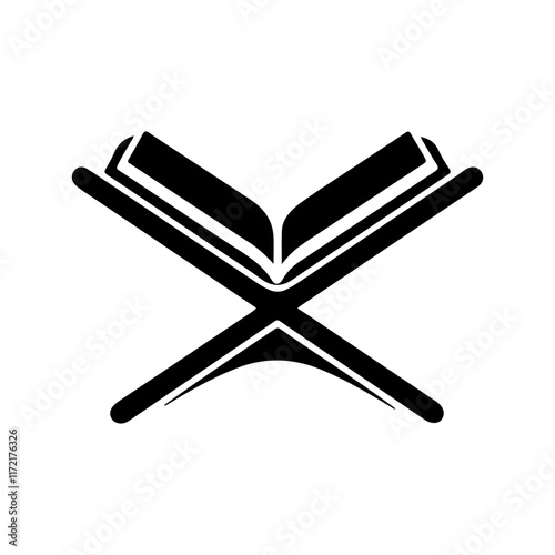 Holy Quran book  silhouette vector illustration on white background.
