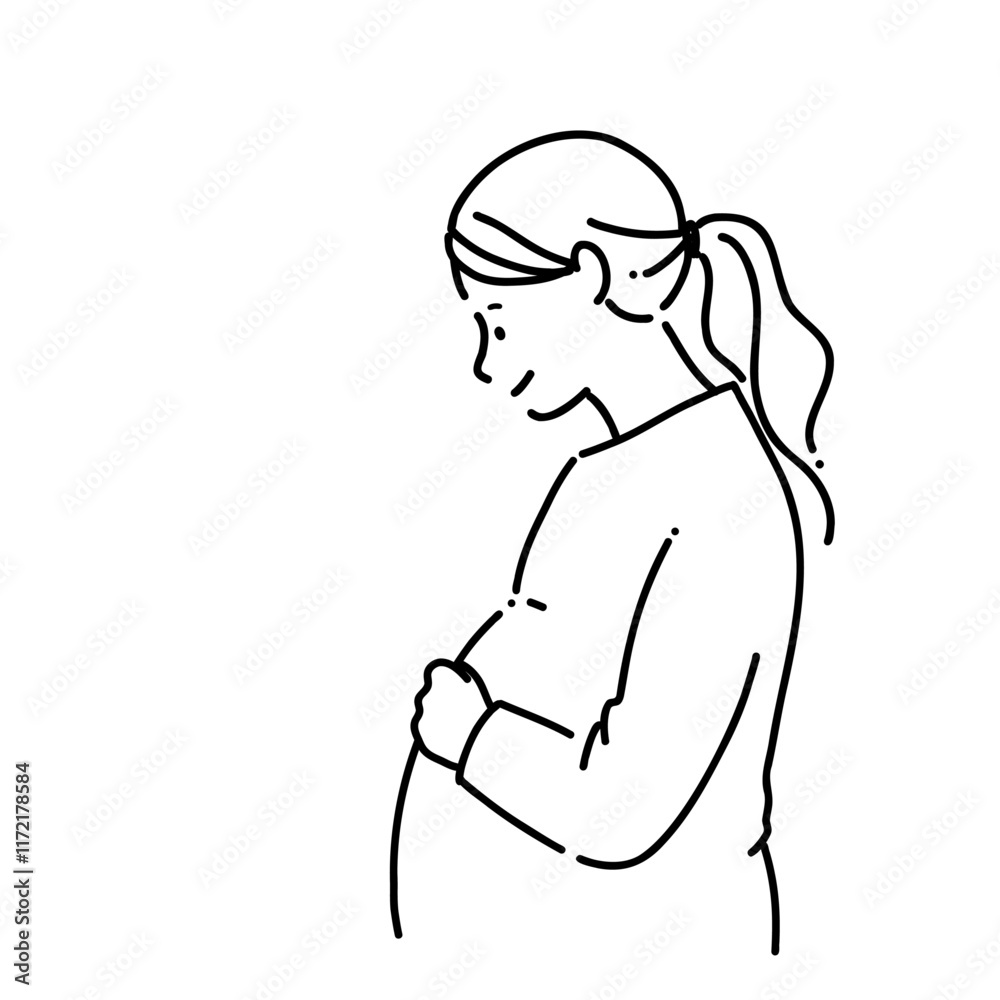 妊婦さん_線画 妊婦さん_線画