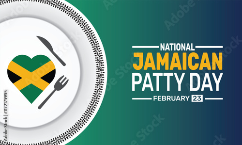February is National Jamaican Patty Day background template. Perfect for banners, cards, posters, and social media .
Vector design with text inscription and classic color for a professional look