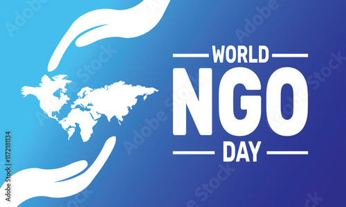 February is World Non governmental Organization Day or world NGO day background template. Perfect for banners, cards, posters, social media text inscription and classic color for a professional look