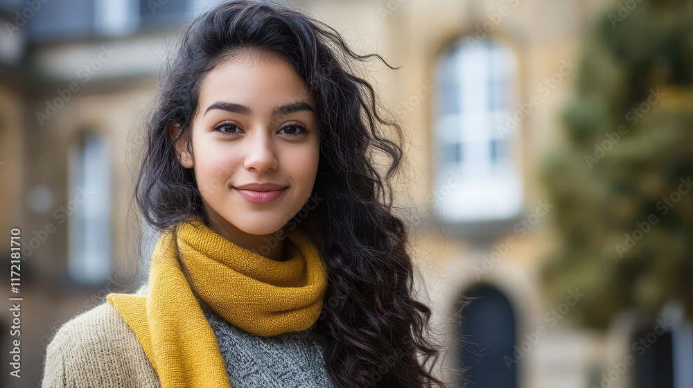 Portrait of a university student woman at campus, embodying the spirit of education and academic life. Portrait of a university student woman at campus, embodying the spirit of education and academic life.
