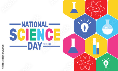 February is National Science day background template. Perfect for banners, cards, posters, and social media.
Vector design with text inscription and classic color for a professional look