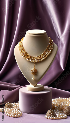 a necklace on a stand