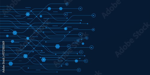 High tech technology geometric and connection system background