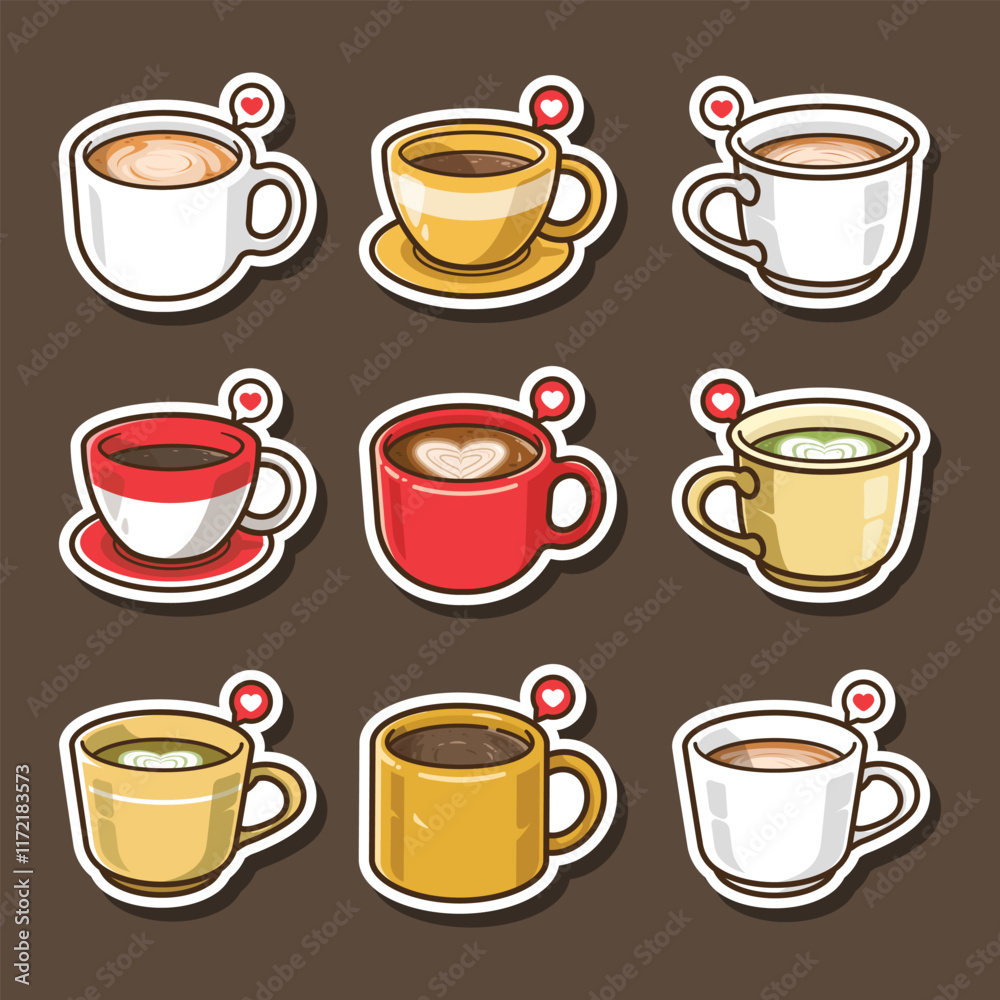 Set of All Variant Coffee Sticker. Food and Beverage Illustration Theme. Set of All Variant Coffee Sticker. Food and Beverage Illustration Theme.