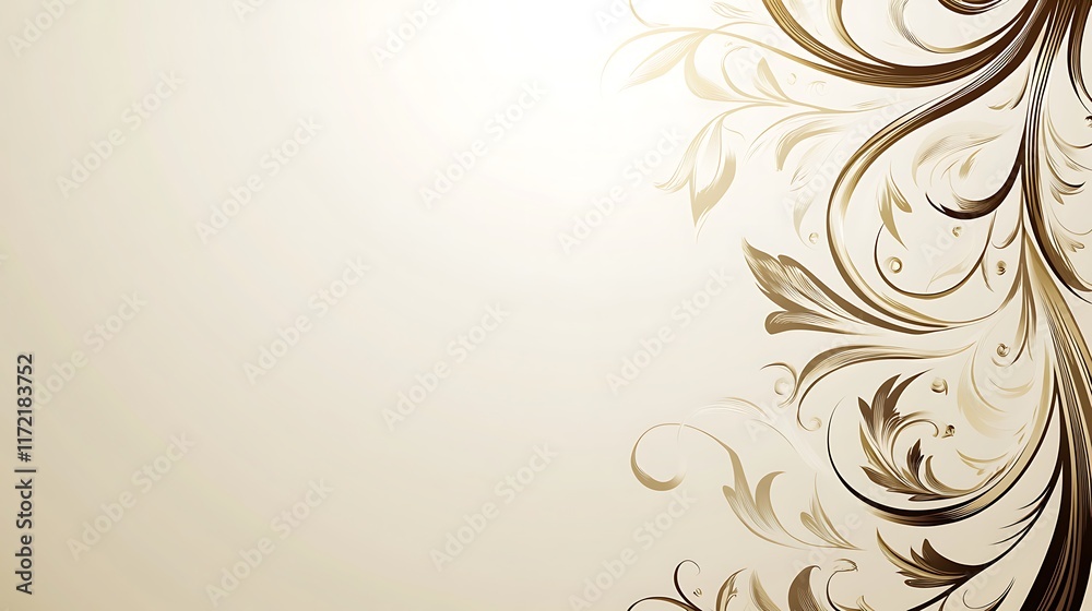 Elegant Brown Floral Design on Beige Background Elegant Brown Floral Design on Beige Background