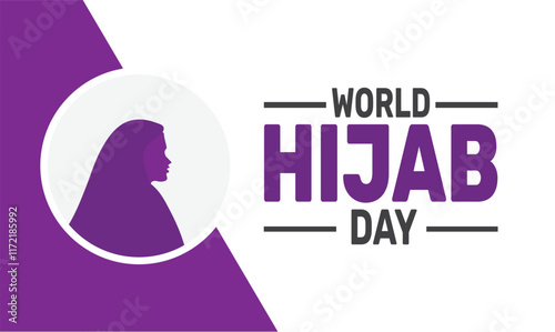 February is world hijab day background template. Perfect for banners, cards, posters, and social media.
Vector design with text inscription and classic color for a professional look