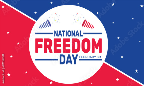 February is National Freedom Day background template. Perfect for banners, cards, posters, and social media.
Vector design with text inscription and classic color for a professional look