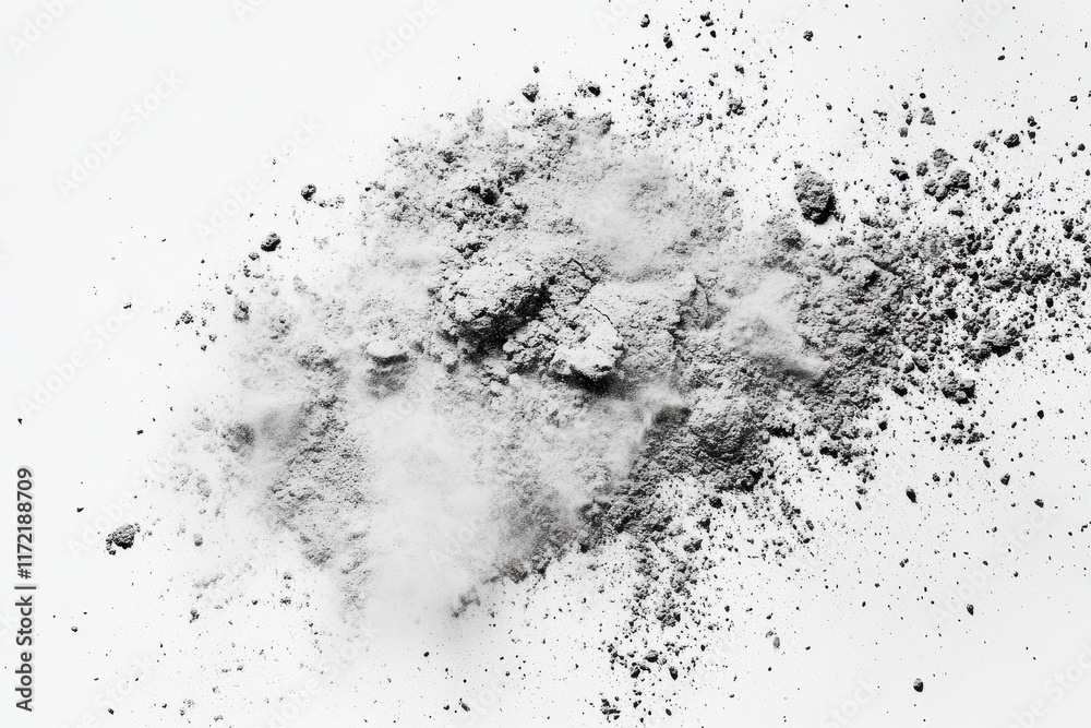 Grayscale photo of scattered powder, showing texture and fine particles. Ideal for designs needing a dusty, earthy, or explosive effect. Grayscale photo of scattered powder, showing texture and fine particles. Ideal for designs needing a dusty, earthy, or explosive effect.