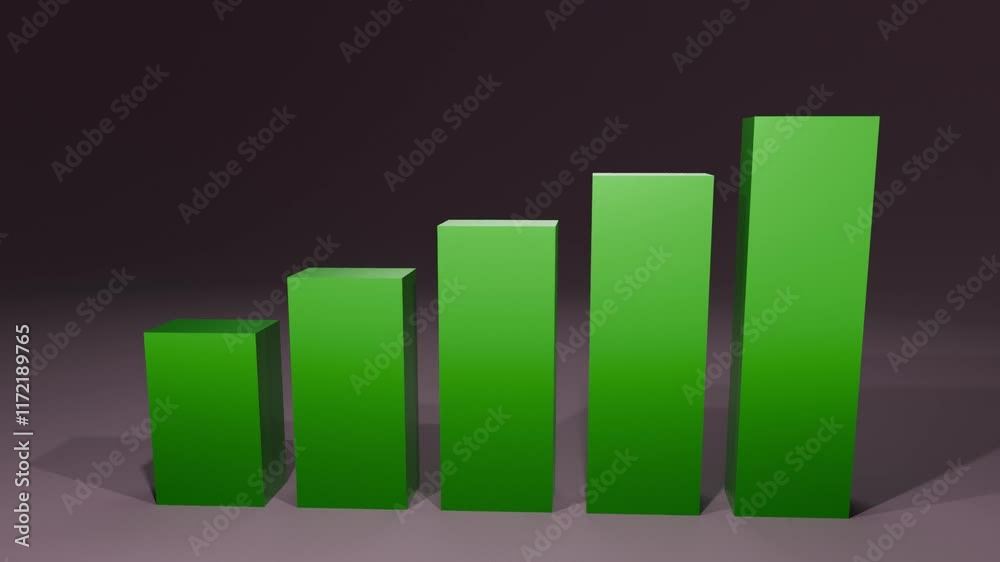 Increasing Business Chart 3D Animation. Growth of business Increasing Business Chart 3D Animation. Growth of business