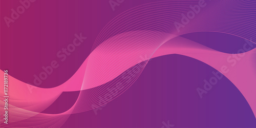 Abstract pink wave lines create a dynamic, futuristic technology background