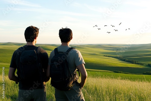 Observing Migratory Patterns in a Serene Field photo