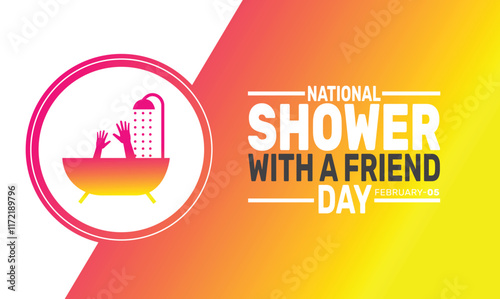 February is National Shower with a Friend Day background template. Perfect for banners, cards, posters, and social media.Vector design with text inscription and classic color for a professional look