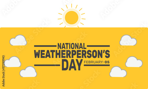 National Weatherperson’s Day. February 5. background template. Perfect for banners, cards, posters, social media. Vector design with text inscription and classic color for a professional look