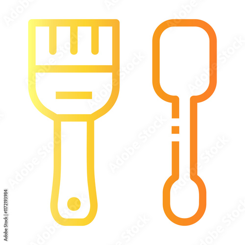 brush and spoon Line Gradient Icon