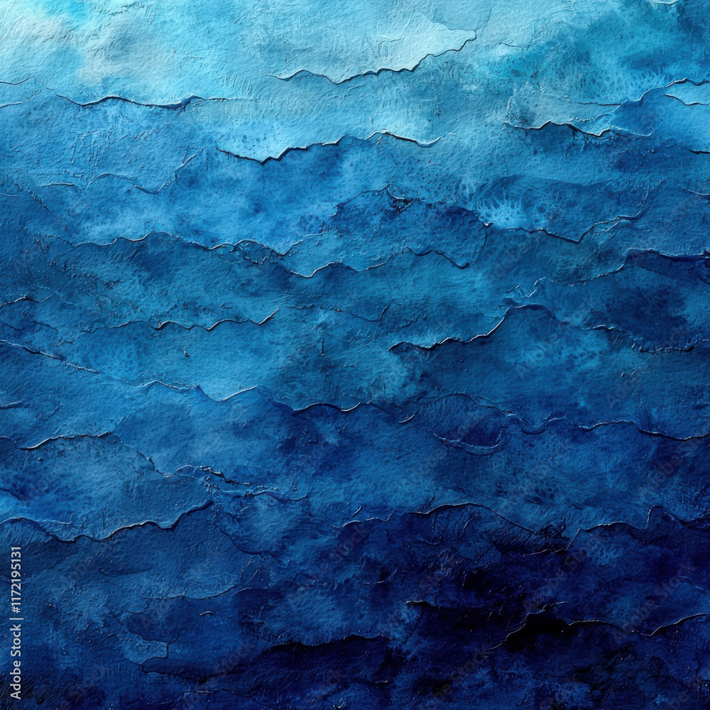 Naklejka premium Blue watercolor ocean waves background for textured design