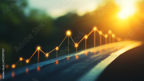 A dynamic image showcasing an upward graph and a winding pathway symbolizing career growth, with space for ad copy at the top.