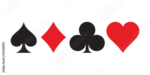 Suit deck of playing cards on white background. Vector illustration.