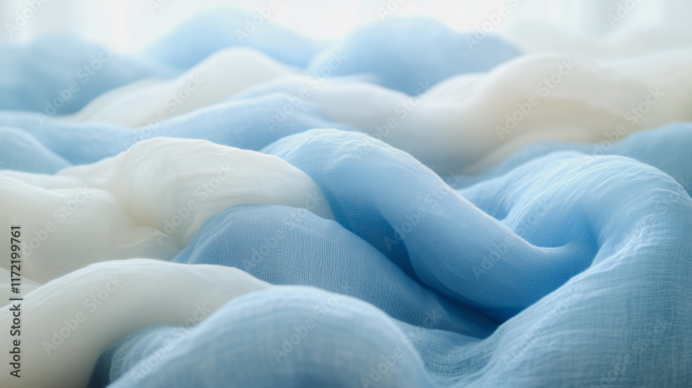 Obraz premium Soft blue and white fabric drape