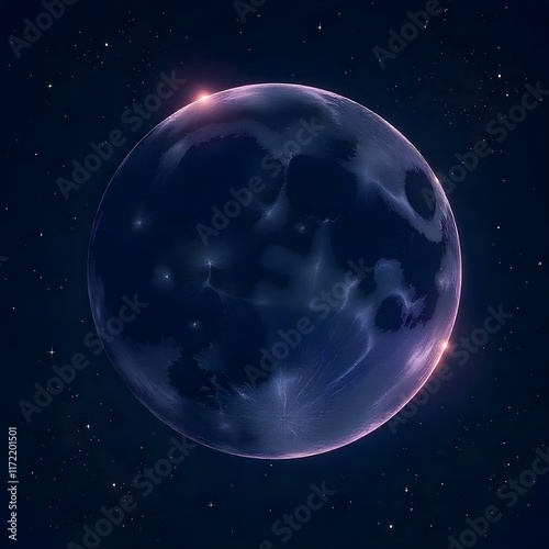 Sparkling moon eclipse on dark flat illustration