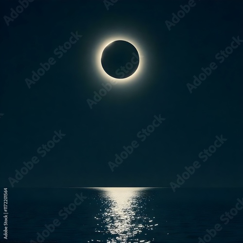 Sparkling moon eclipse on dark flat illustration