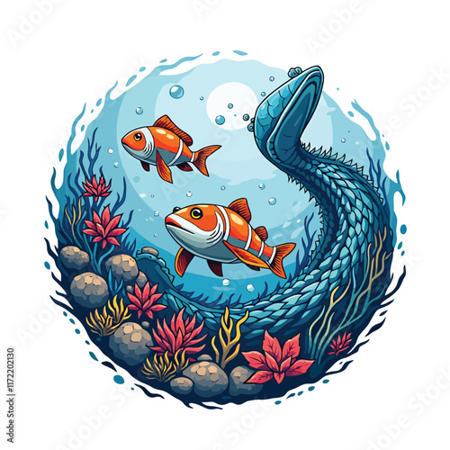 a fish and a fish in the sea