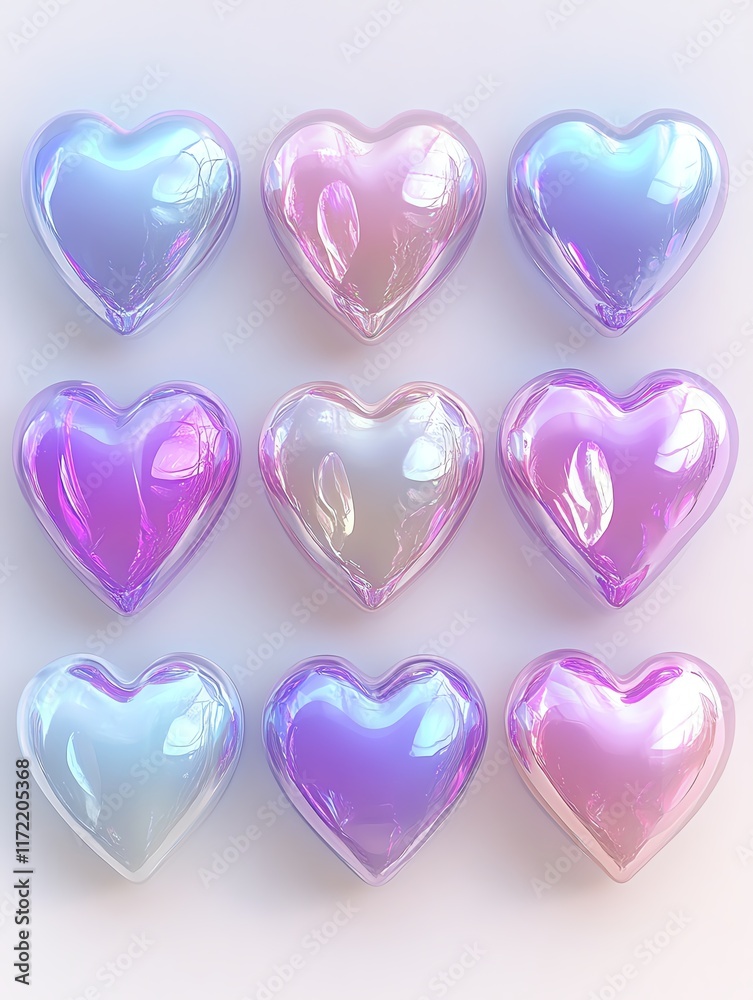 Colorful glossy hearts in various shades. Colorful glossy hearts in various shades.