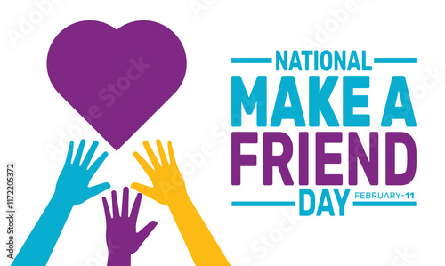 February is National Make a Friend Day  background template. Perfect for banners, cards, posters, and  social media .
Vector design with text inscription and classic color for a professional look