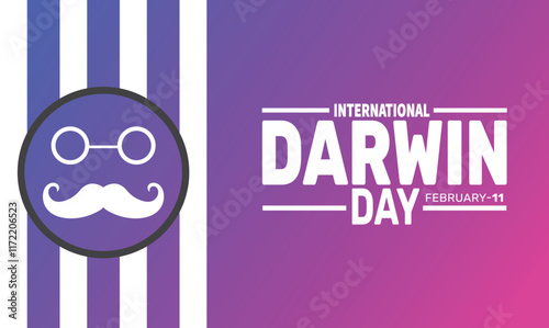 February is International Darwin Day background template. International Day of Science and Humanism. Perfect for banners, cards, posters, and social media .