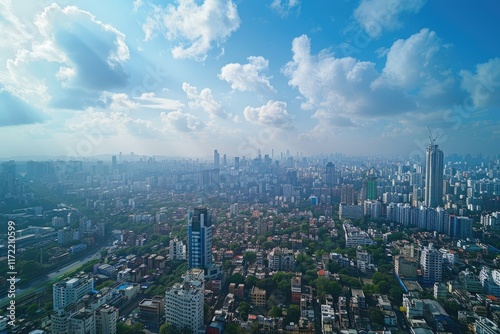 Aerial Panoramic View of Mumbais Lower Parel Skyline with Multiple Districts