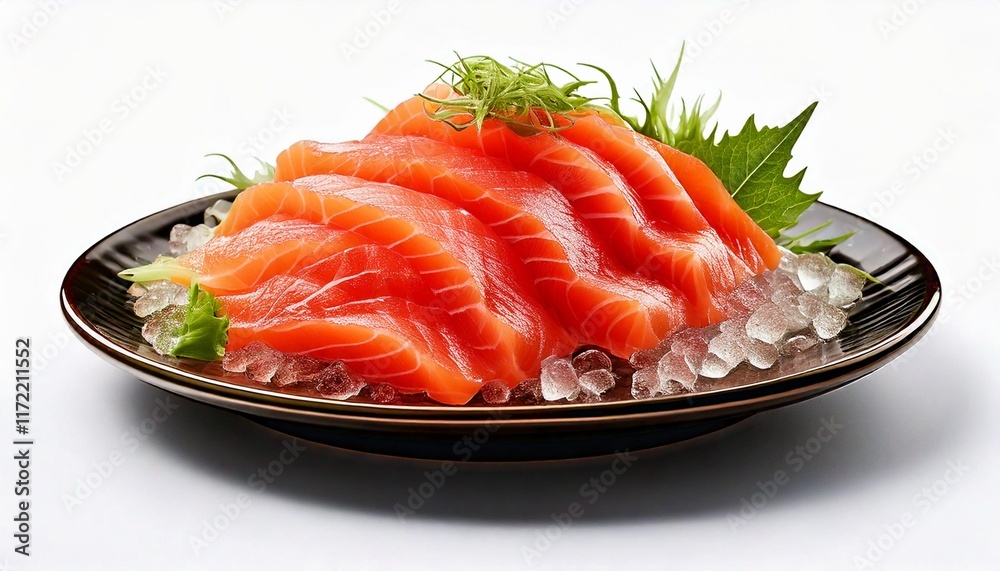 sashimi with simple decoration isolated in white sashimi with simple decoration isolated in white