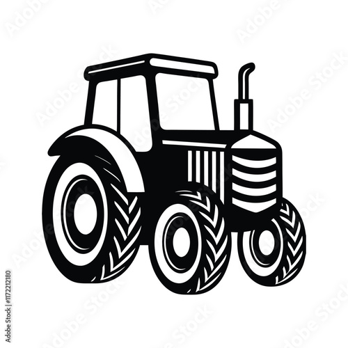 black and white tractor.eps