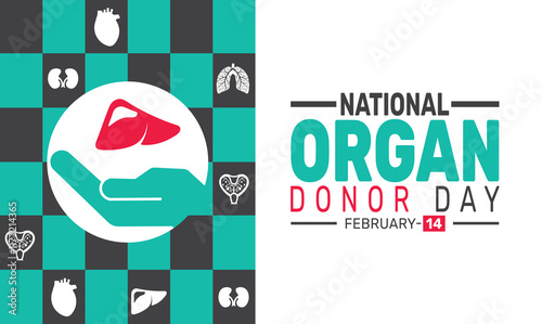 february is National Organ Donor day background template. Perfect for banners, cards, posters, social media.
Vector design with text inscription and classic color for a professional look