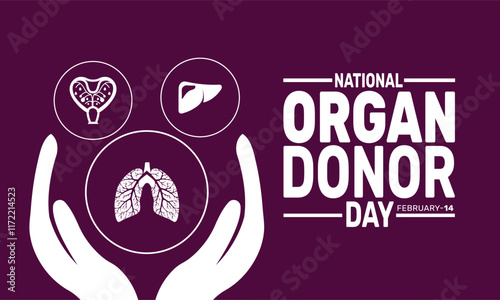 february is National Organ Donor day background template. Perfect for banners, cards, posters, social media.
Vector design with text inscription and classic color for a professional look