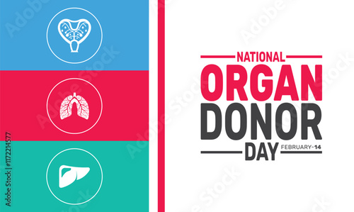 february is National Organ Donor day background template. Perfect for banners, cards, posters, social media.
Vector design with text inscription and classic color for a professional look