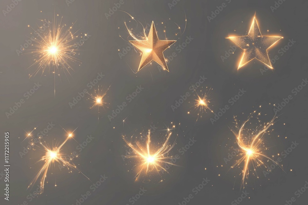 Obraz premium Set of colorful stars on dark background Vector 