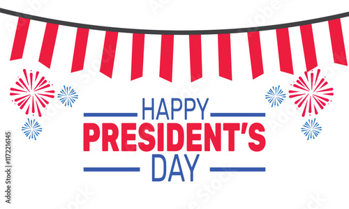 February is happy presidents day background template. perfect for banners, cards, posters, and social media. Vector design with text inscription and classic color for a professional look