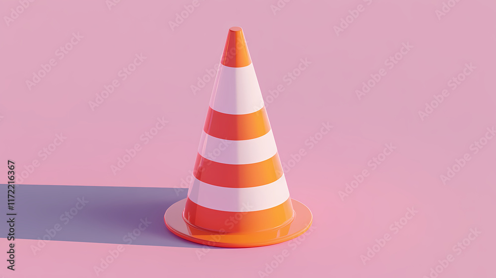 Traffic safety cone with orange and white stripes Traffic safety cone with orange and white stripes
