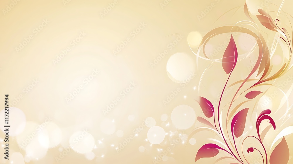 Elegant Beige Background With Abstract Floral Design Elegant Beige Background With Abstract Floral Design