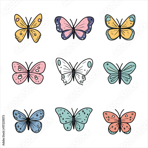Wallpaper Mural  butterfly silhouette and flower on a white background with a butterfly on it Torontodigital.ca