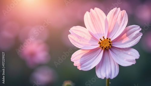 Soft pink hues on pale white petals, delicate cosmos flower, pale, nature, cosmos flower