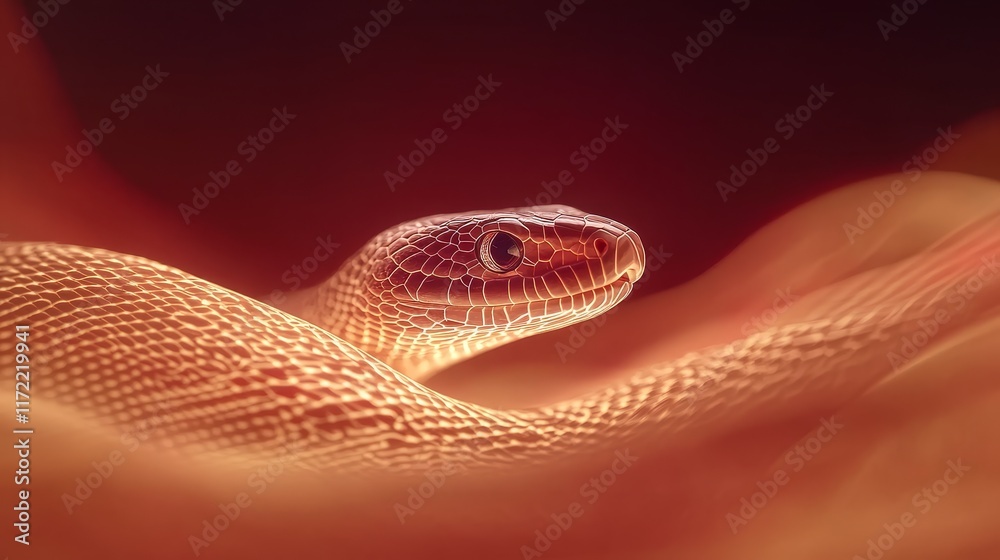 Fototapeta premium Detailed Close-up of a Snake's Head with Intricate Scales