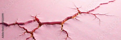 Cracks in pink gold on a smooth light pink surface, #element, #pinkgold photo