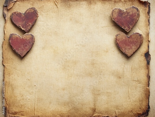 Vintage Scrapbook Style Background with Heart-Shaped Elements for Creative Projects and Personal Memories