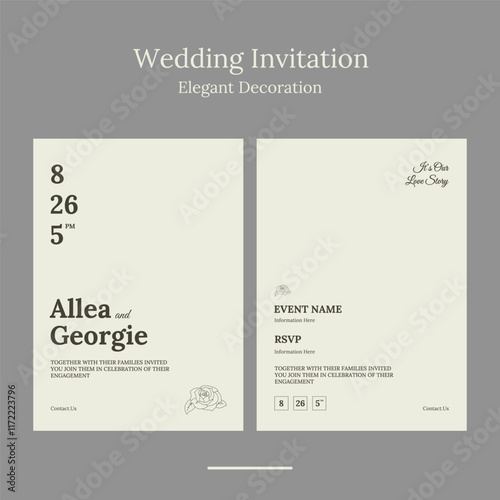 wedding invitation template with minimalist geometric shape in beautifull color
