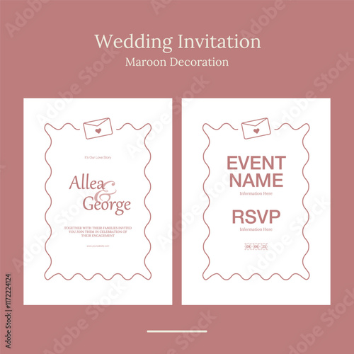 wedding invitation template with minimalist geometric shape in beautifull color