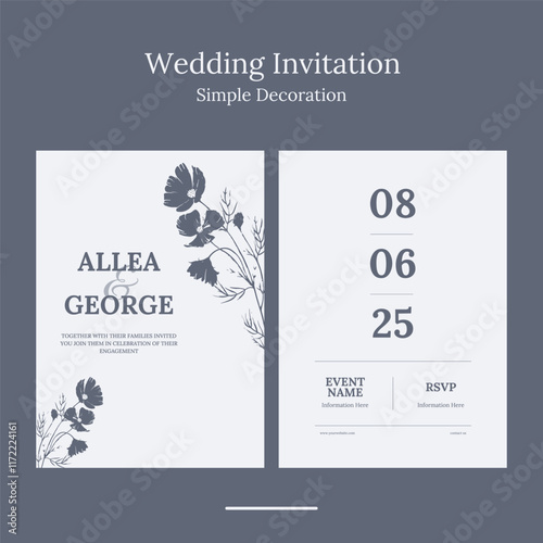 wedding invitation template with minimalist geometric shape in beautifull color