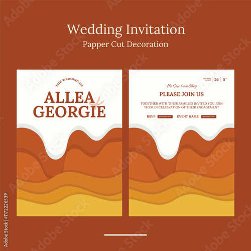wedding invitation template with minimalist geometric shape in beautifull color