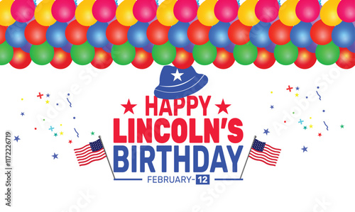February is  Lincoln's Birthday background template. Perfect for banners, cards, posters, and social media .
 Vector design with text inscription and classic color for a professional look